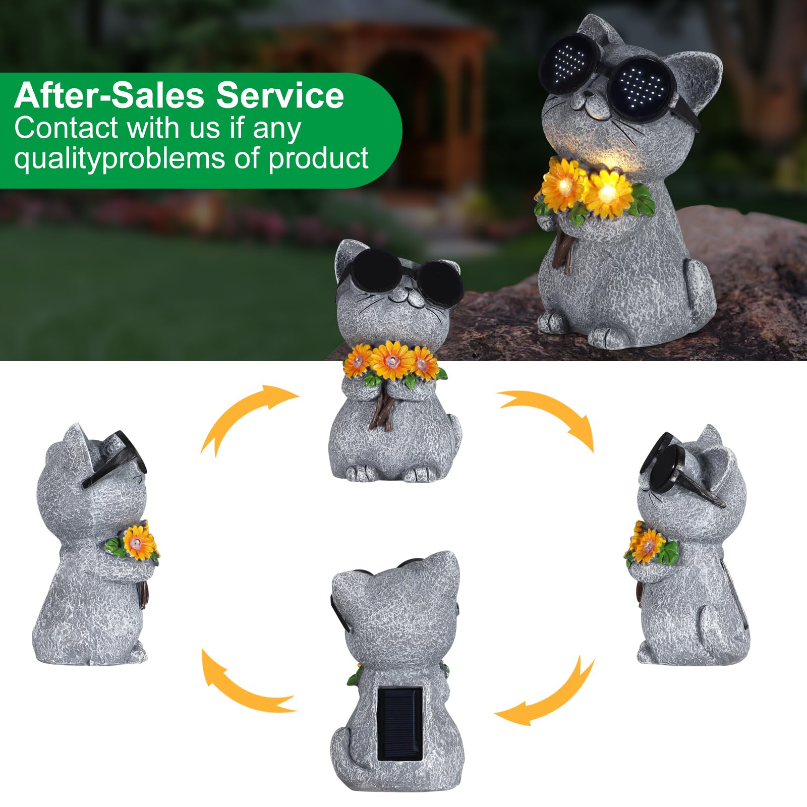 Pawatee daisy-integrated statue adds nature-inspired detail for enduring outdoor decor.