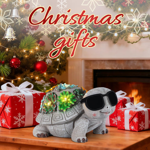 Pawatee turtle statue with integrated succulents blending nature into garden decor.