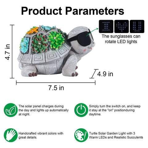 Pawatee water-resistant turtle statue features integrated succulents for a natural focal point.