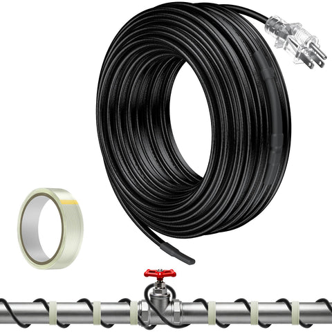 Pawfly 25ft heat tape applied to a pipe to prevent freezing and maintain flow
