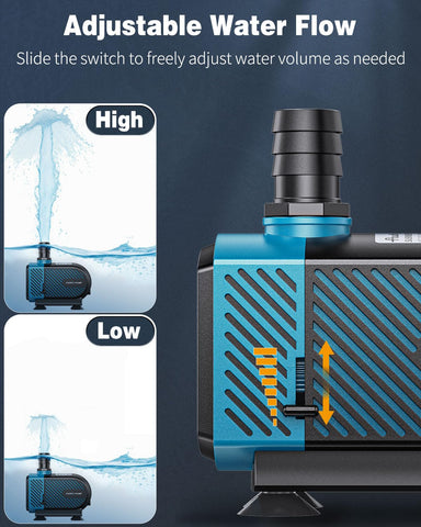 Pawfly 800 GPH pump with nozzles included for versatile setups
