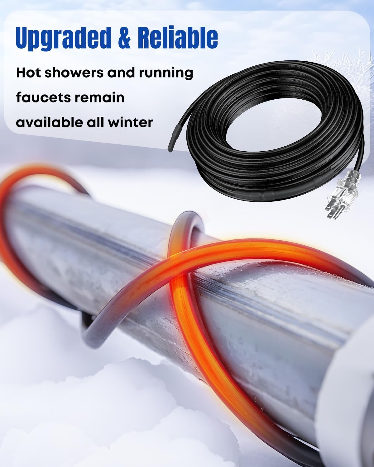 Pawfly heat tape installed on roof edge to protect gutters from ice.