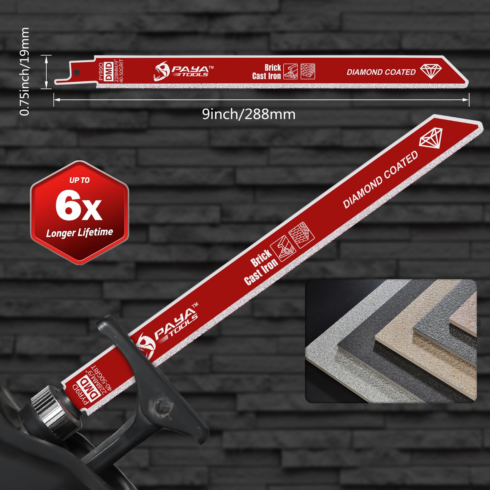 PAYA TOOLS reinforced blade body minimizes deflection on dense materials.