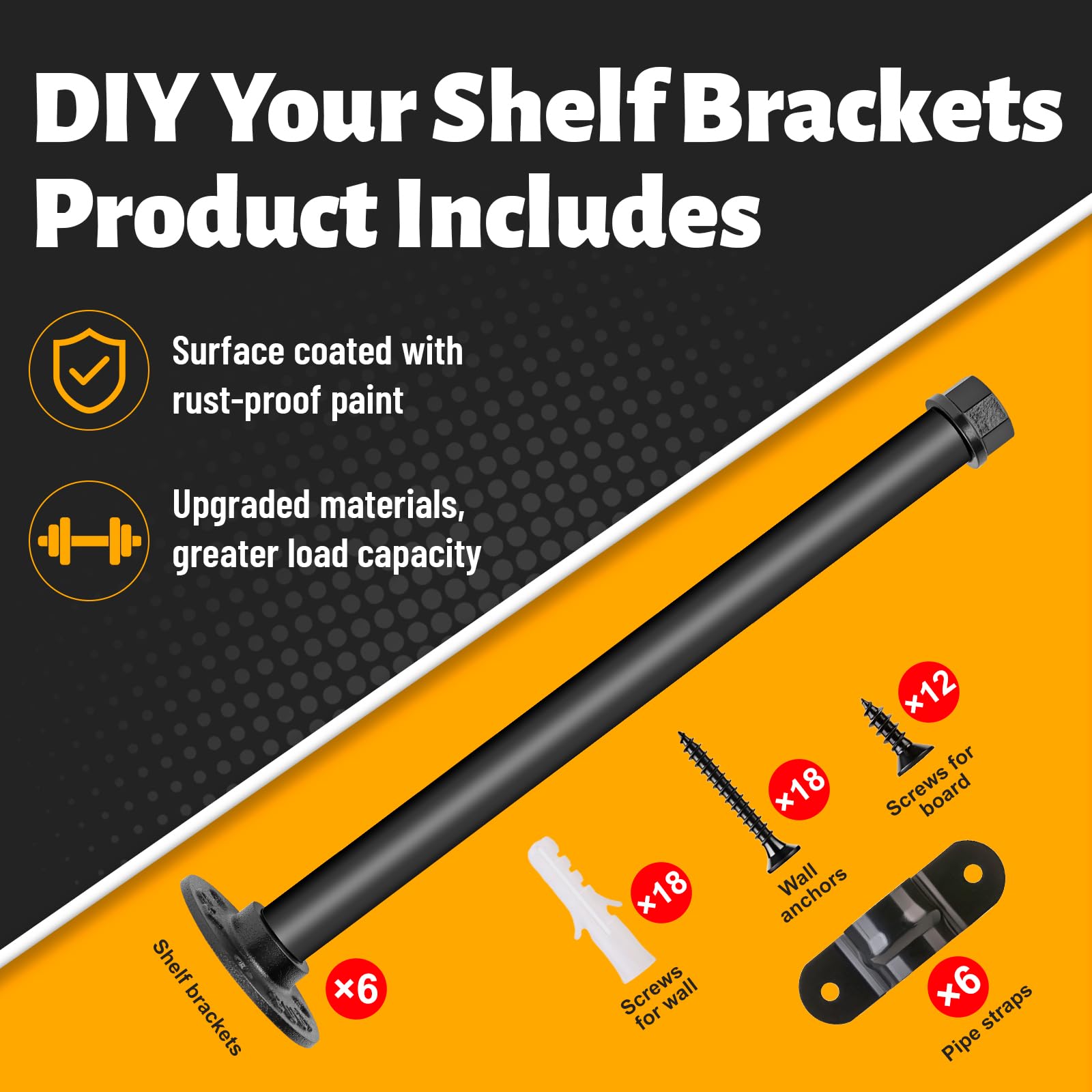 Payivsve-pack includes 6 brackets and hardware for complete project readiness.