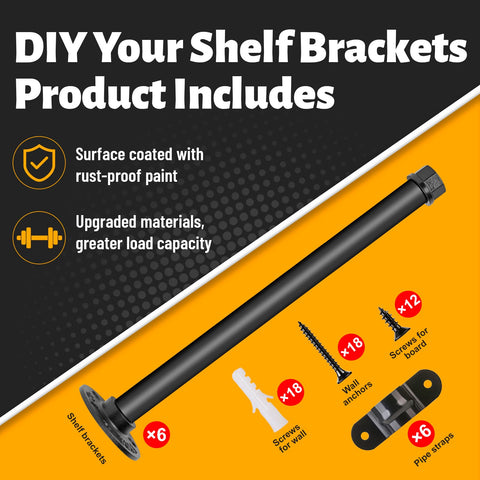 Payivsve-pack includes 6 brackets and hardware for complete project readiness.