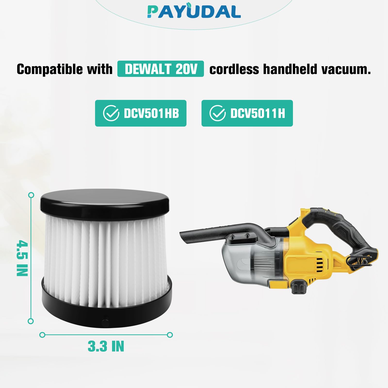PAYUDAL DCV501HB filter pack back view with model labels