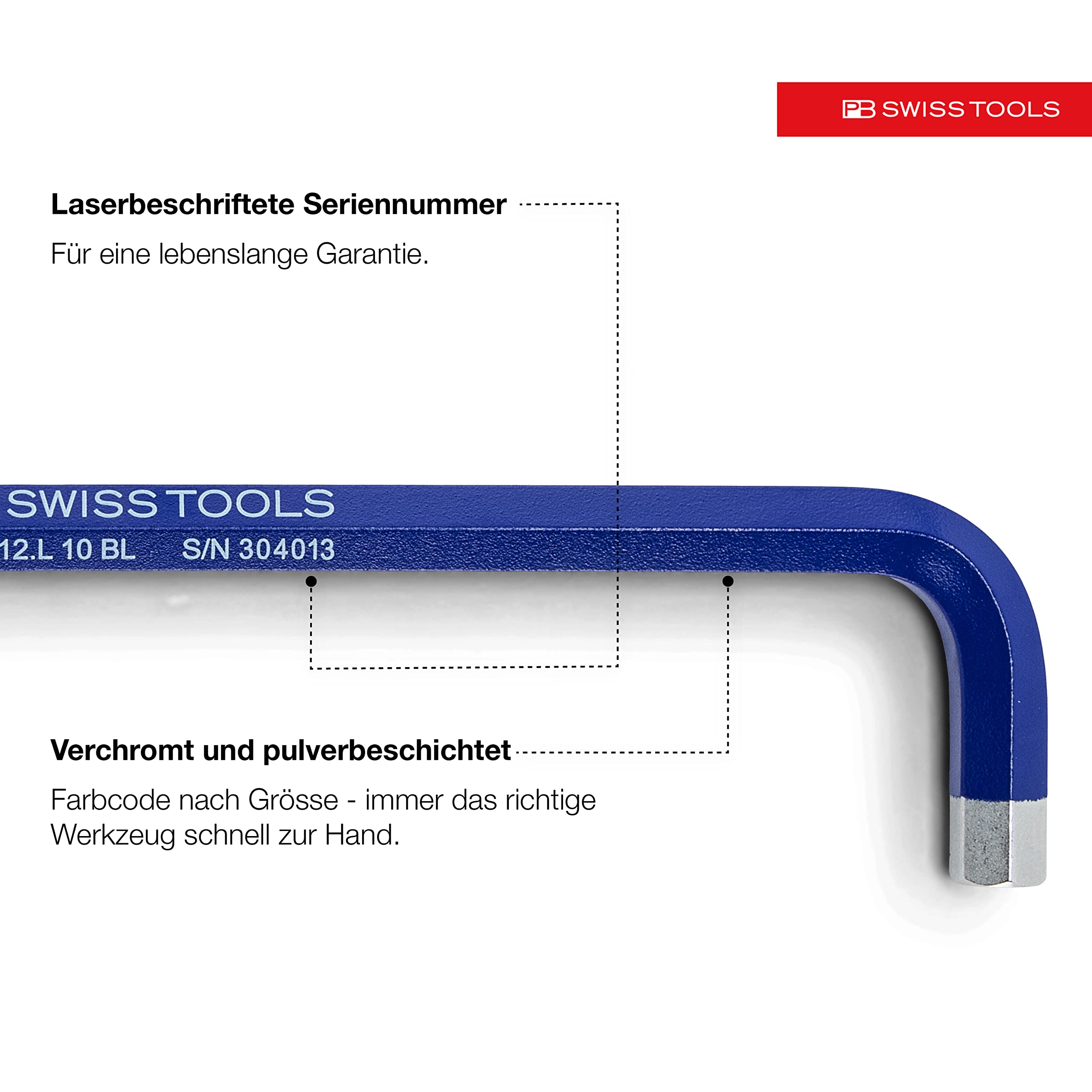 PB Swiss Tools hex keys in a sturdy plastic holder for organized storage.
