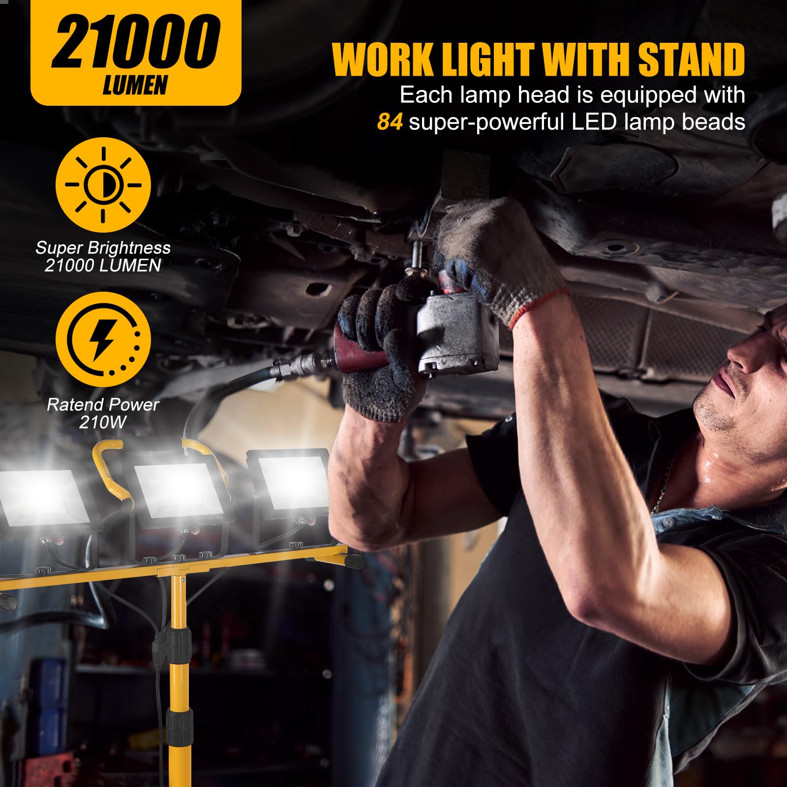 PBPHX three-head LED work light for flexible indoor coverage