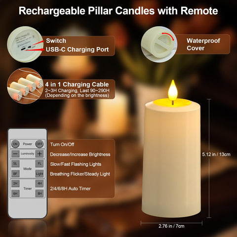 PChero outdoor waterproof flameless candles withstand rain for lantern setups
