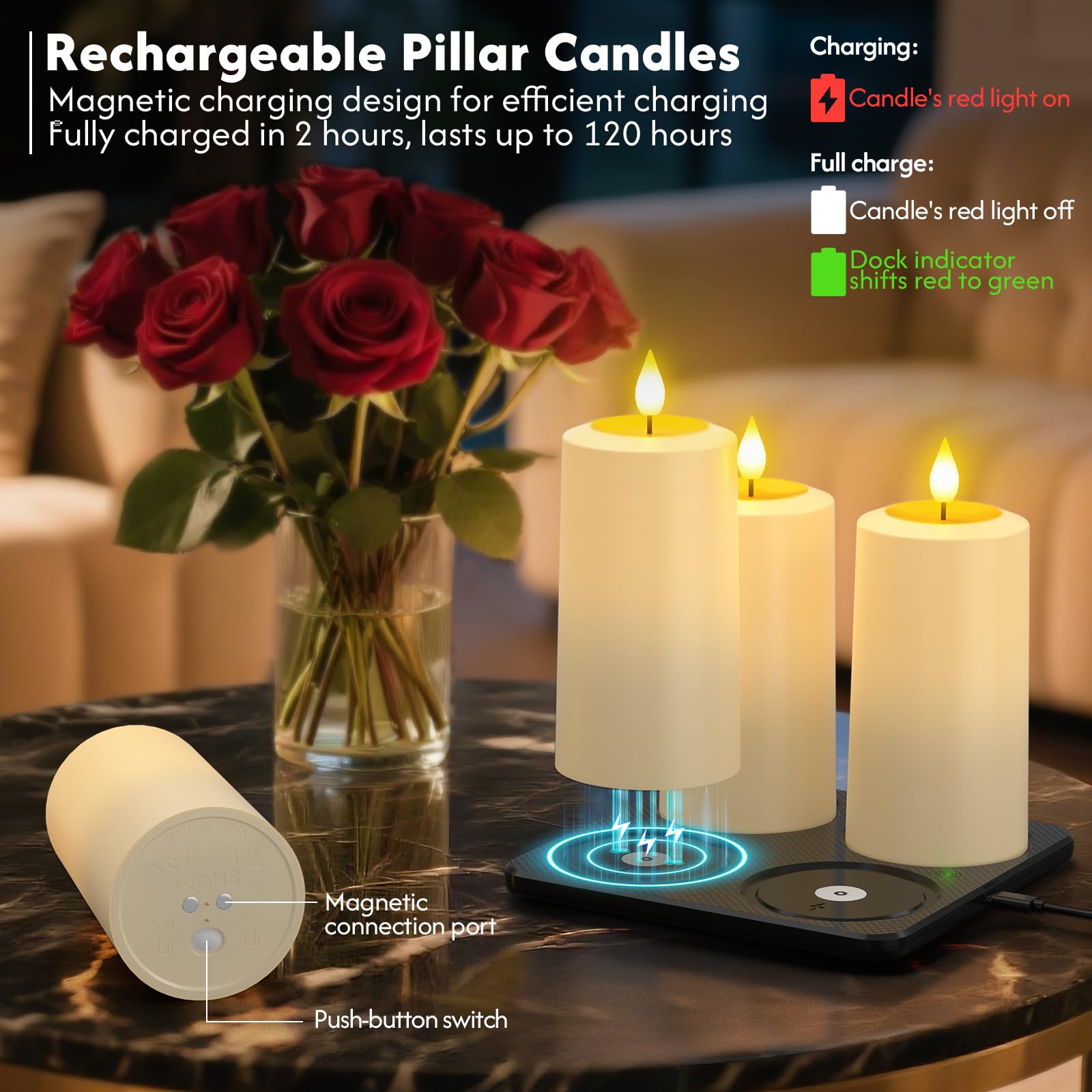 PChero remote-control candles demonstrating easy ambiance adjustments