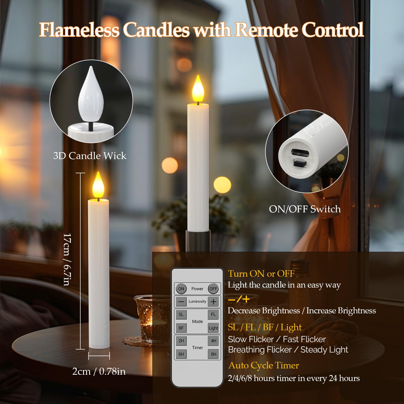 PChero 3D wick close-up showing realistic flicker.