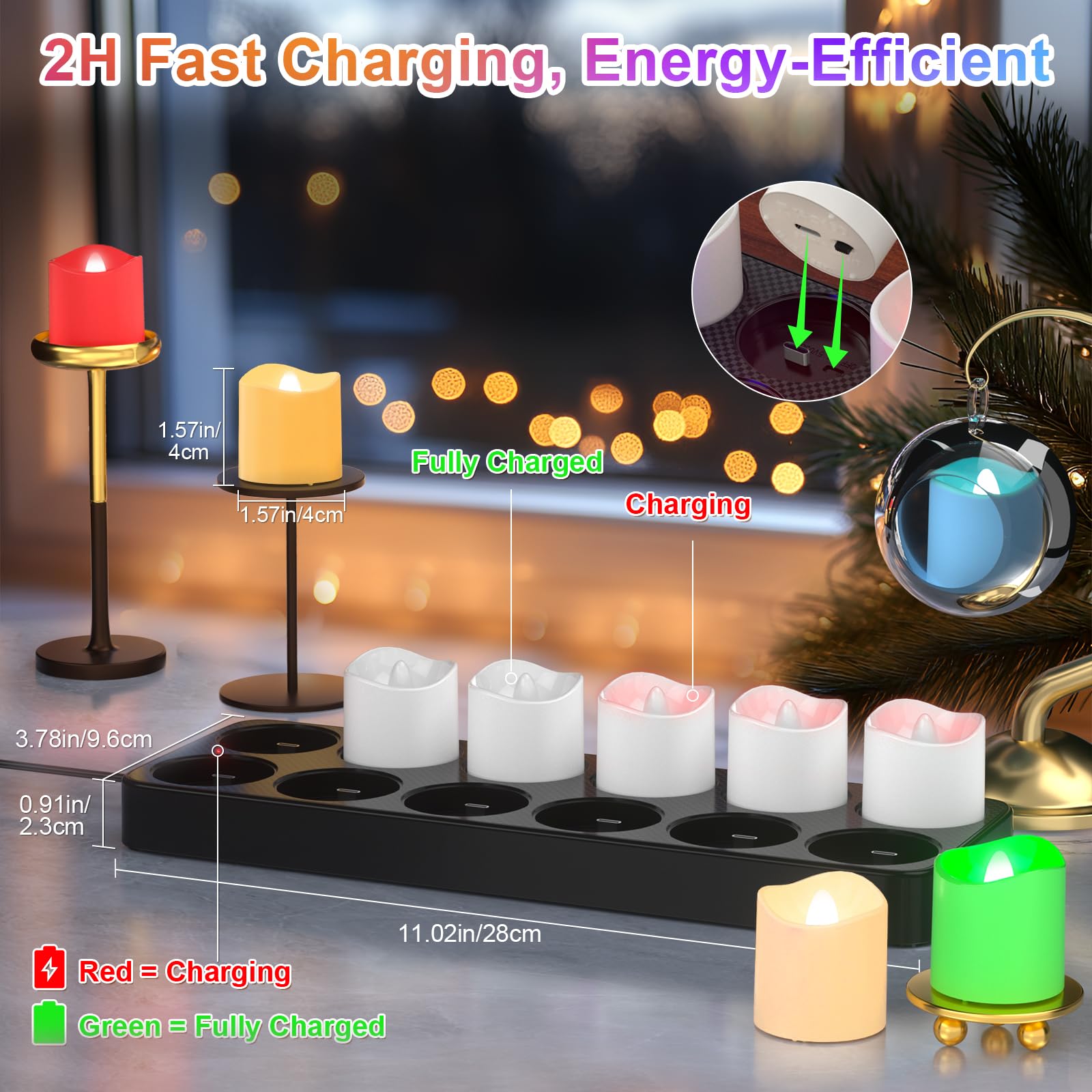 PChero charging base with USB-C cable for fast cordless charging.