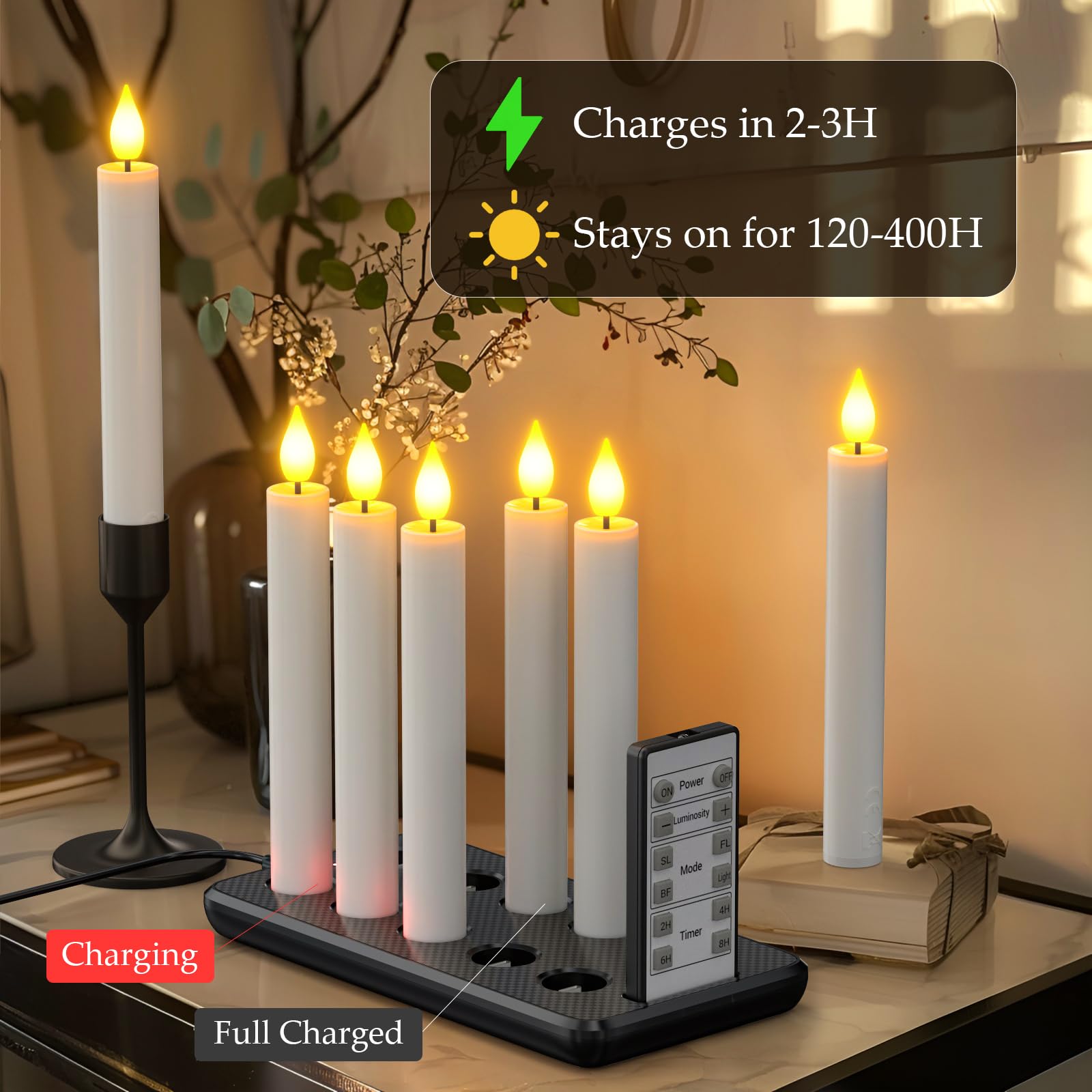 PChero taper candles on a windowsill for festive ambiance.