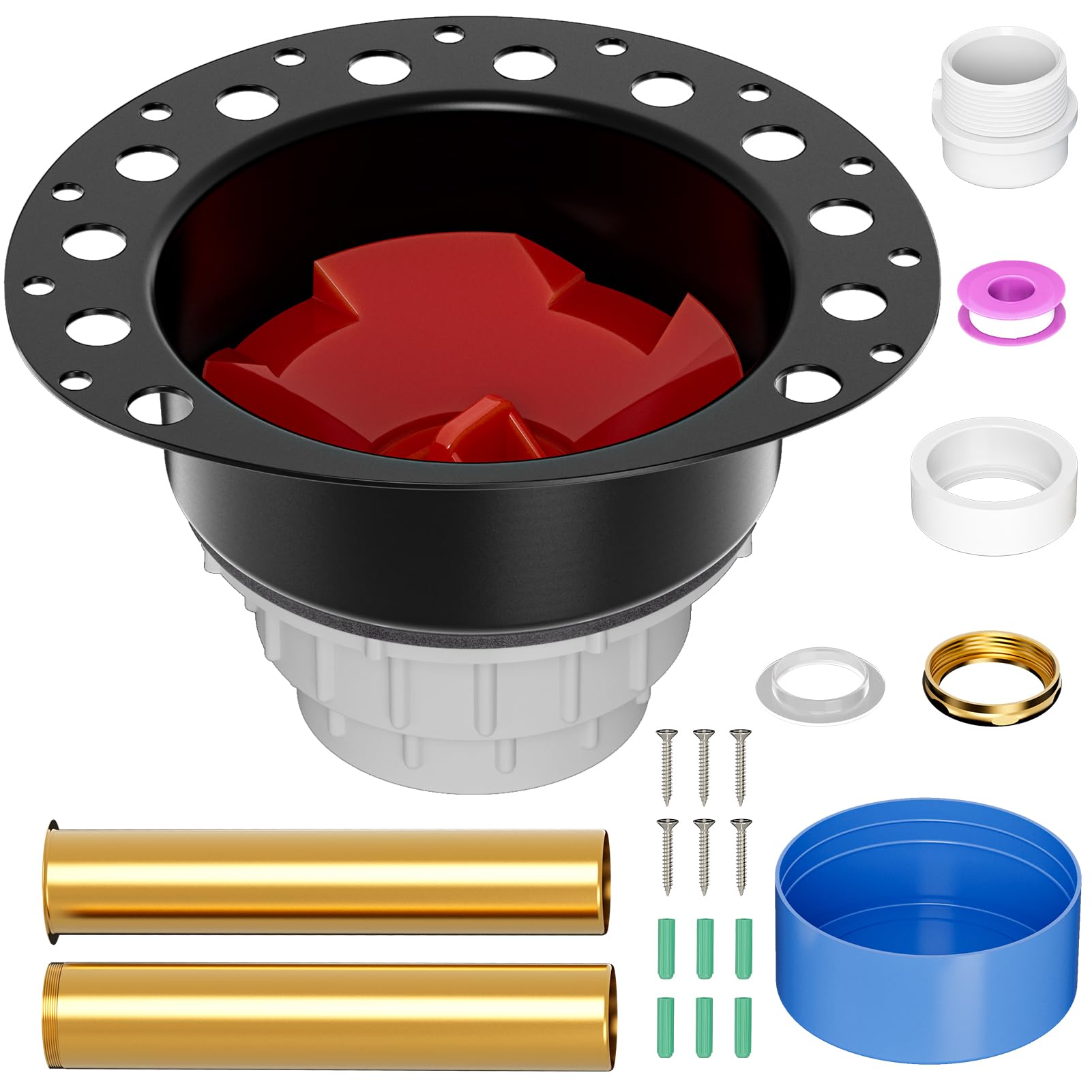 PCQSURE freestanding tub drain with brass tailpipe, secure, leak-free connection.