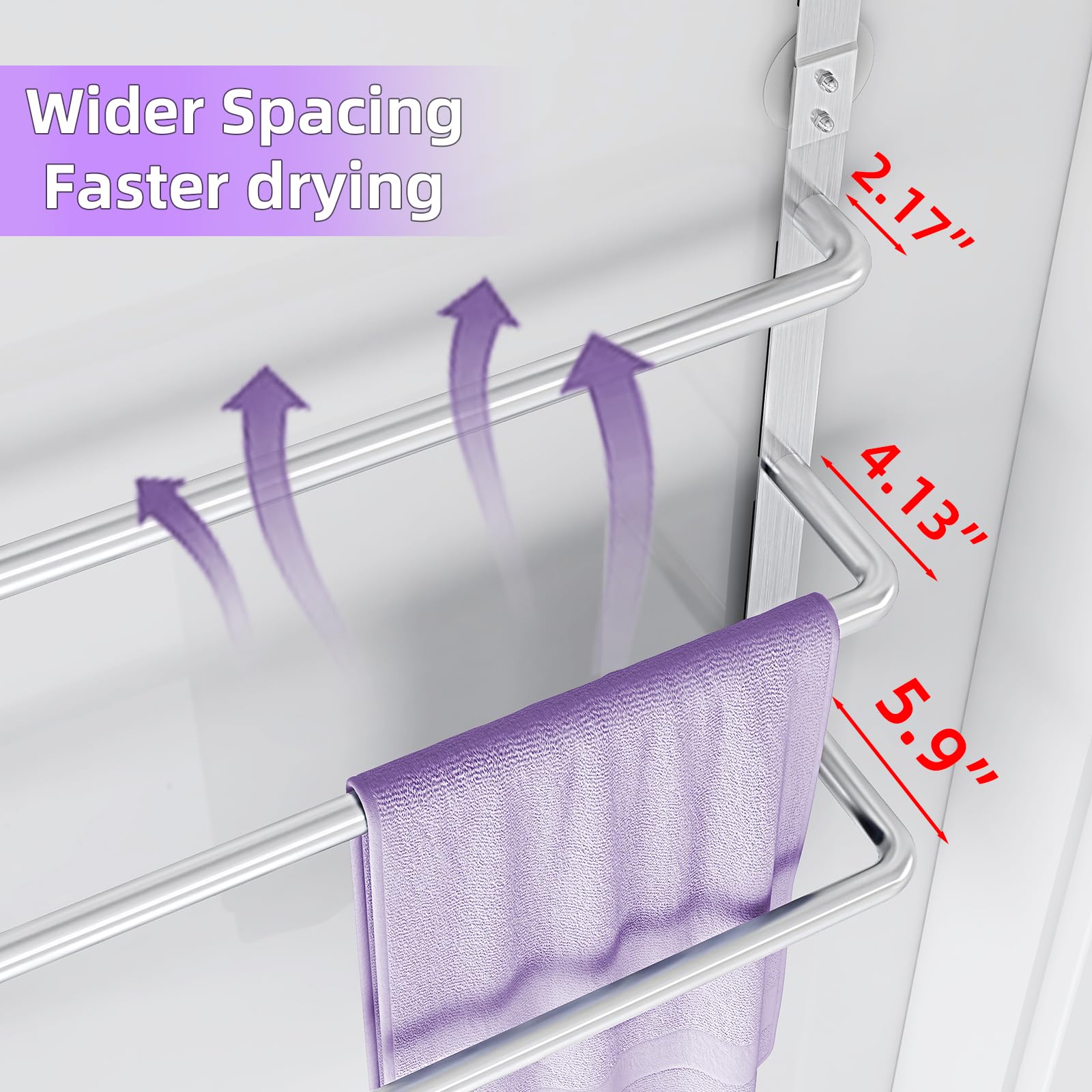 PDBADA over-the-door towel rack mounted on door demonstrates easy access.