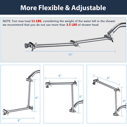 PDPBath chrome extension works with rain and handheld heads for flexible use.