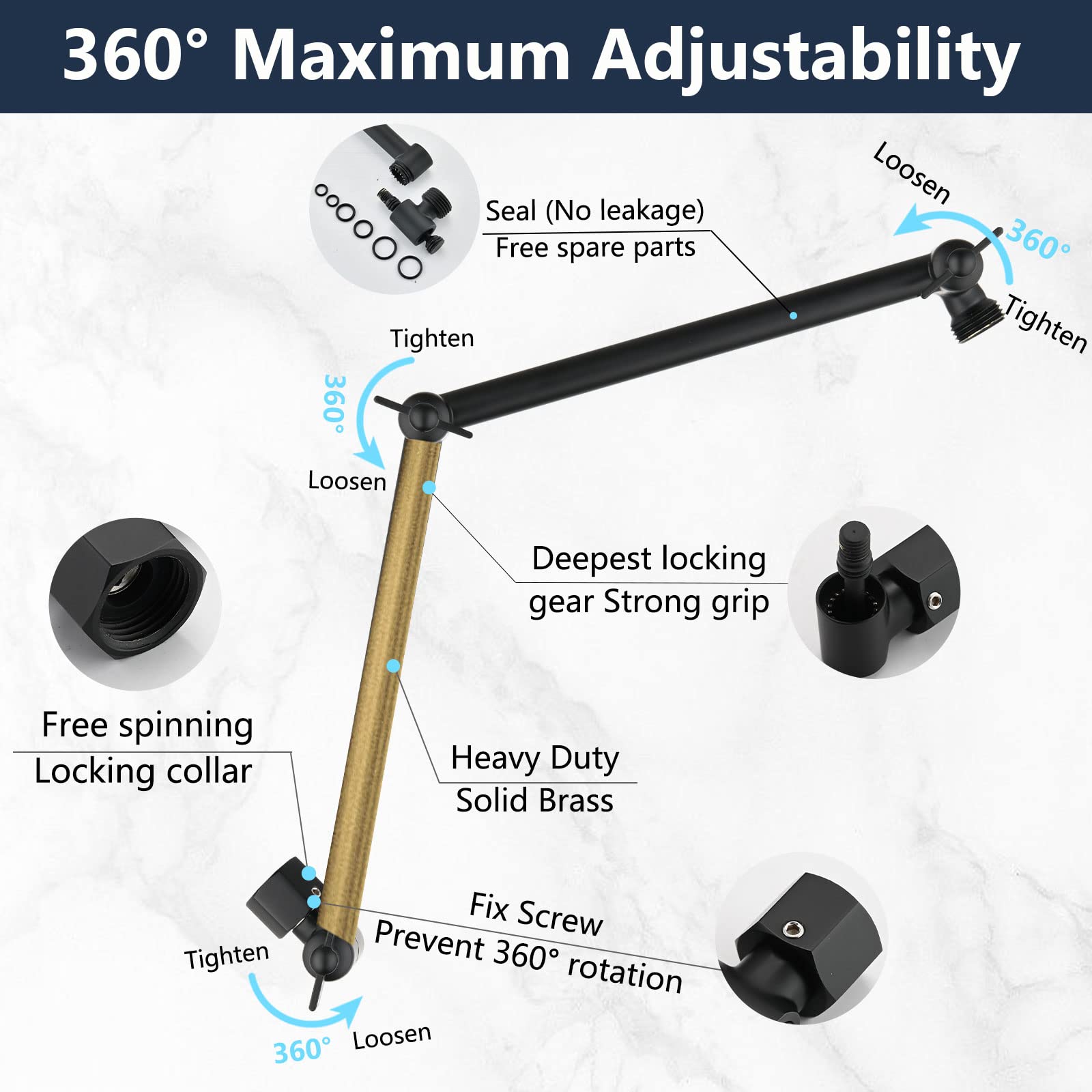 PDPBath universal G1/2 connection shows compatibility with rain and handheld heads.