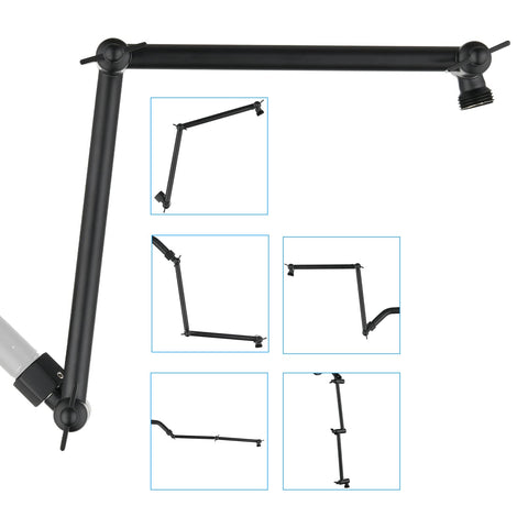 PDPBath 16-inch brass shower extension arm for easy reach and adjustable height.