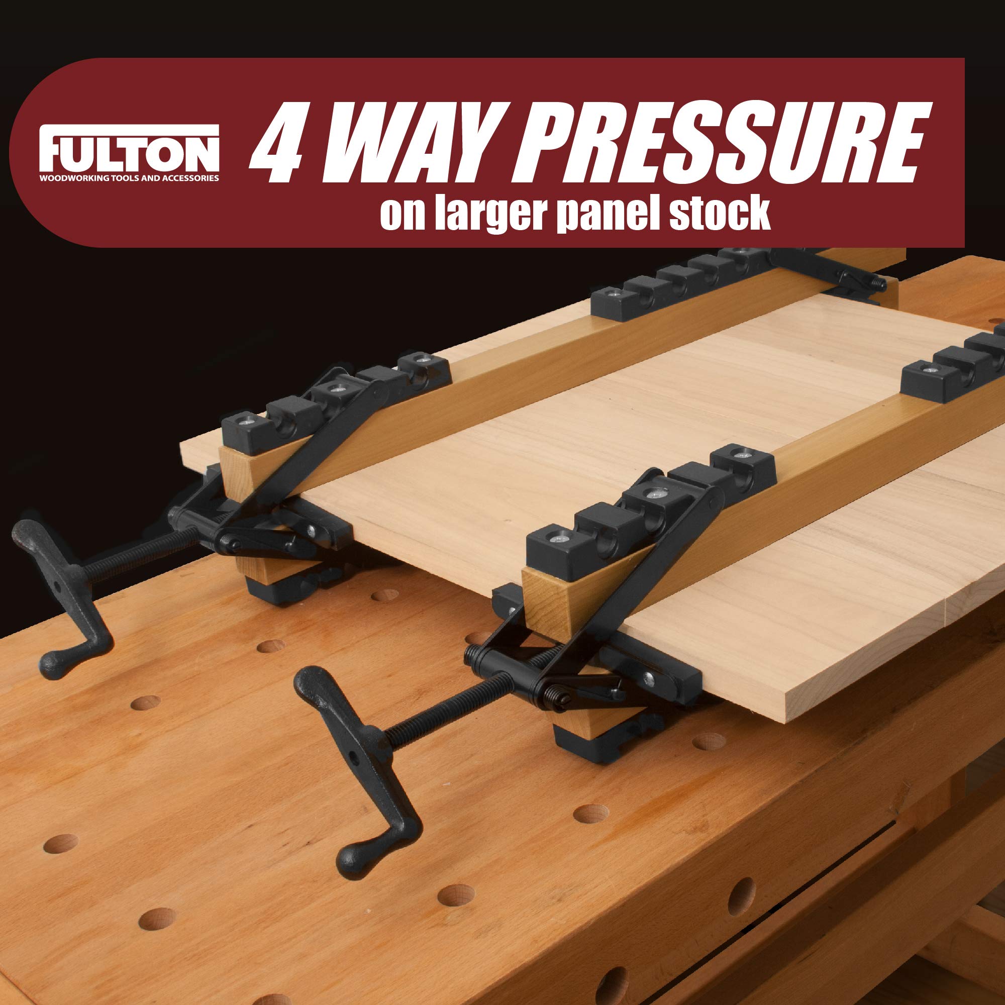 Peachtree 4‑way clamp in use during glue‑up of wide boards