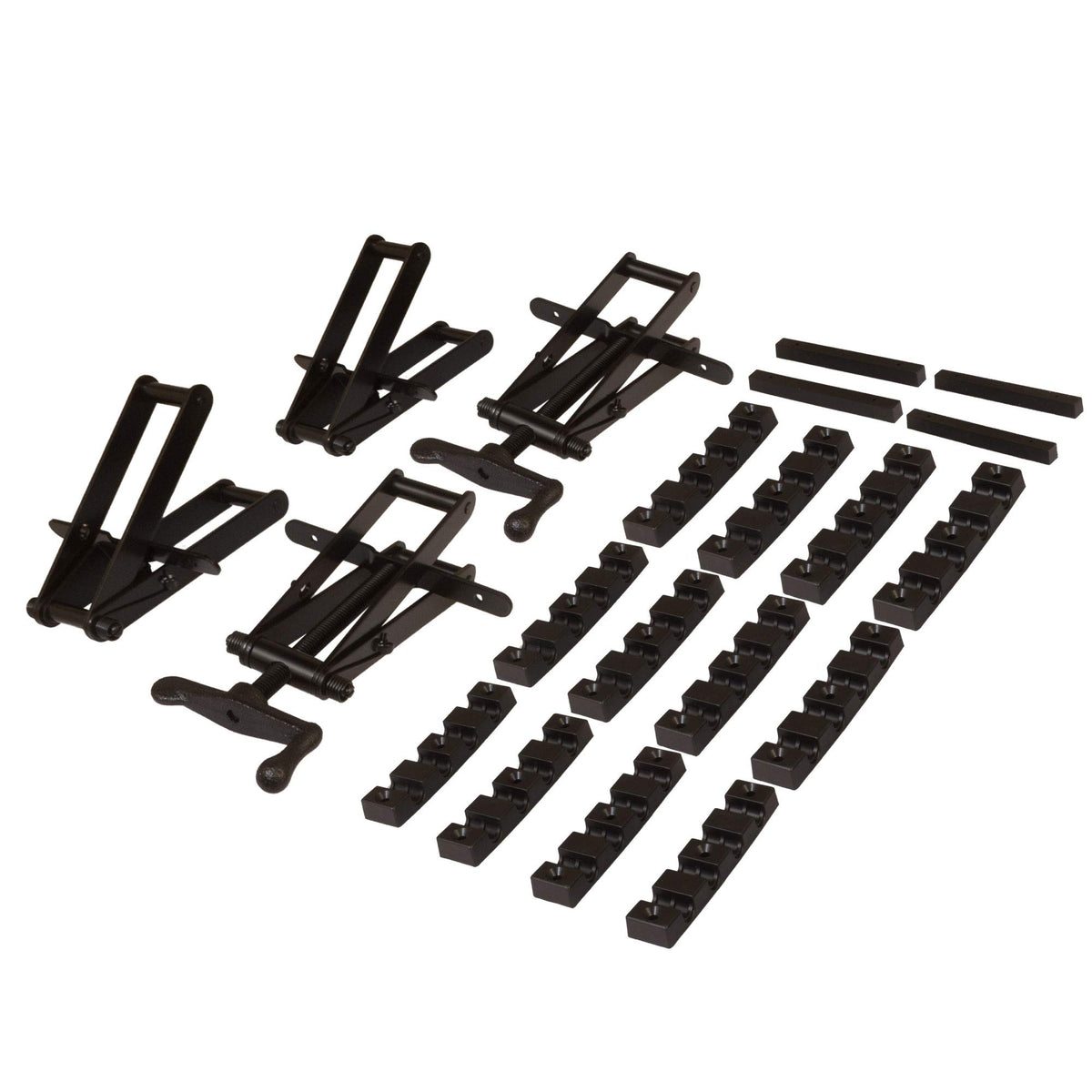 Peachtree 4‑way clamp top view showing four‑sided pressure for panel glue ups