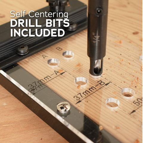 Peachtree jig demonstrating 50mm offset for deeper, wider shelves.