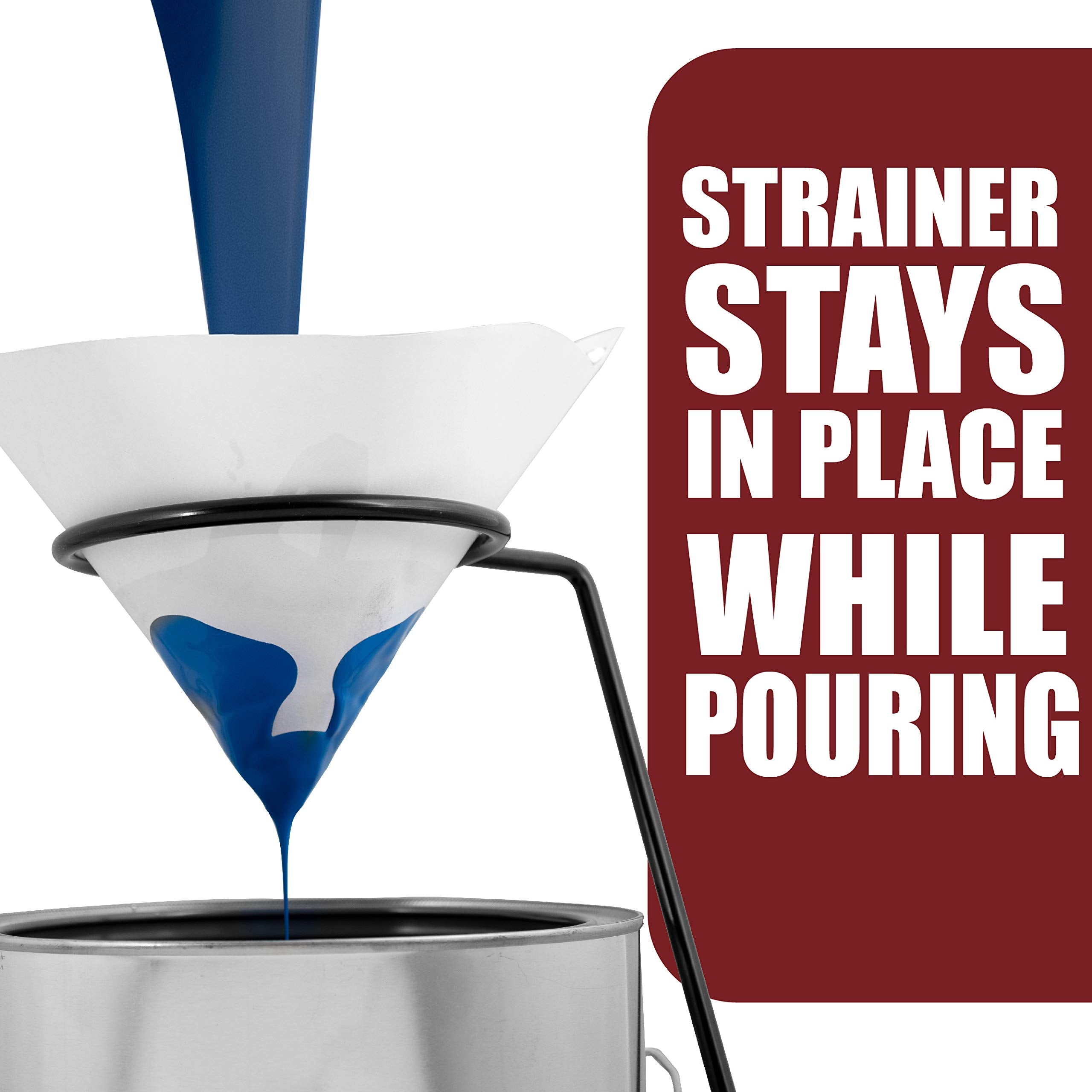 Peachtree Paint Strainer Stand top opening aligns cans for pouring.