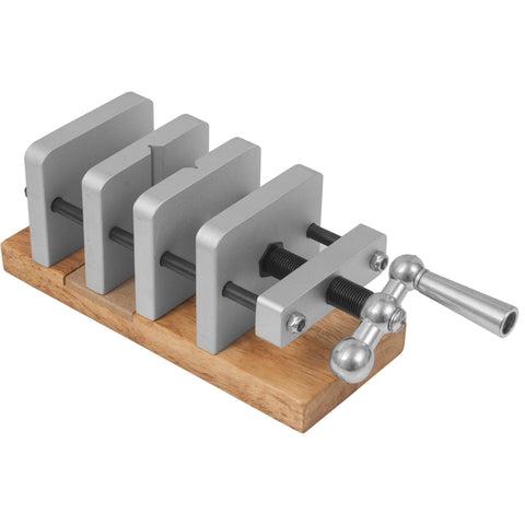 Peachtree Pen Centering Vise with jaws aligned for precision center drilling