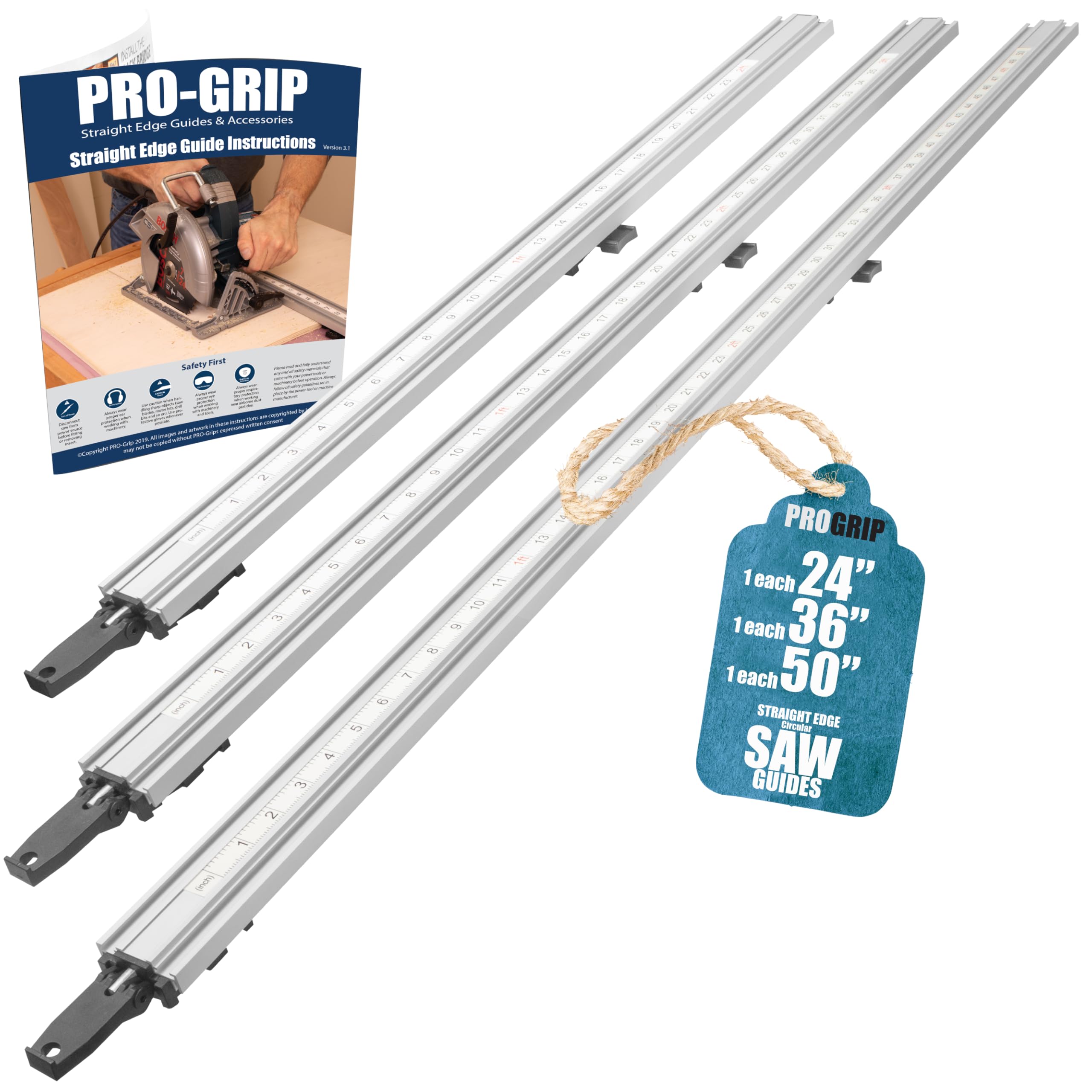 Peachtree ProGrip 24-inch aluminum edge clamp securing a plywood panel for straight cuts.