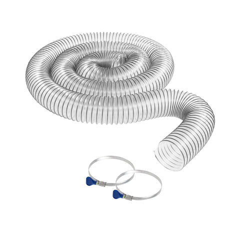 Peachtree PVC dust hose 2-1-2in diameter angled view for versatile workshops.