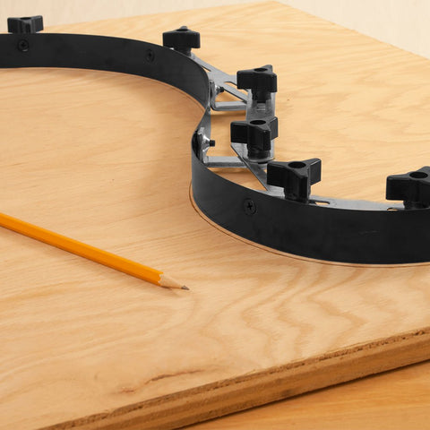 Peachtree Steel Curve Template with locking knobs securely holds curves for accurate pattern transfer.