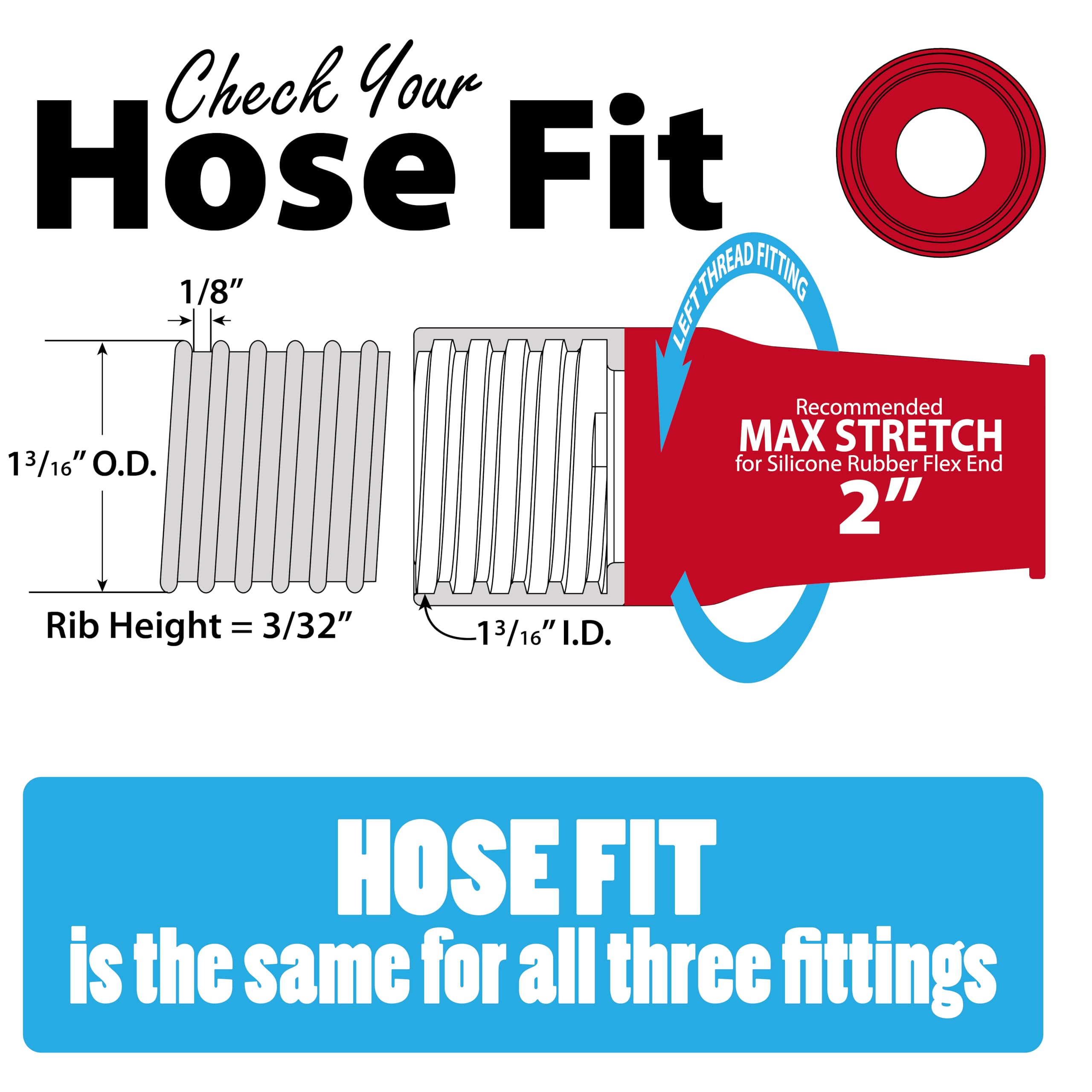 Peachtree threaded end attaches to hose for airtight connection.