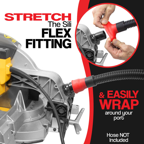 Peachtree universal compatibility shows port fit on orbital sanders and joiners.