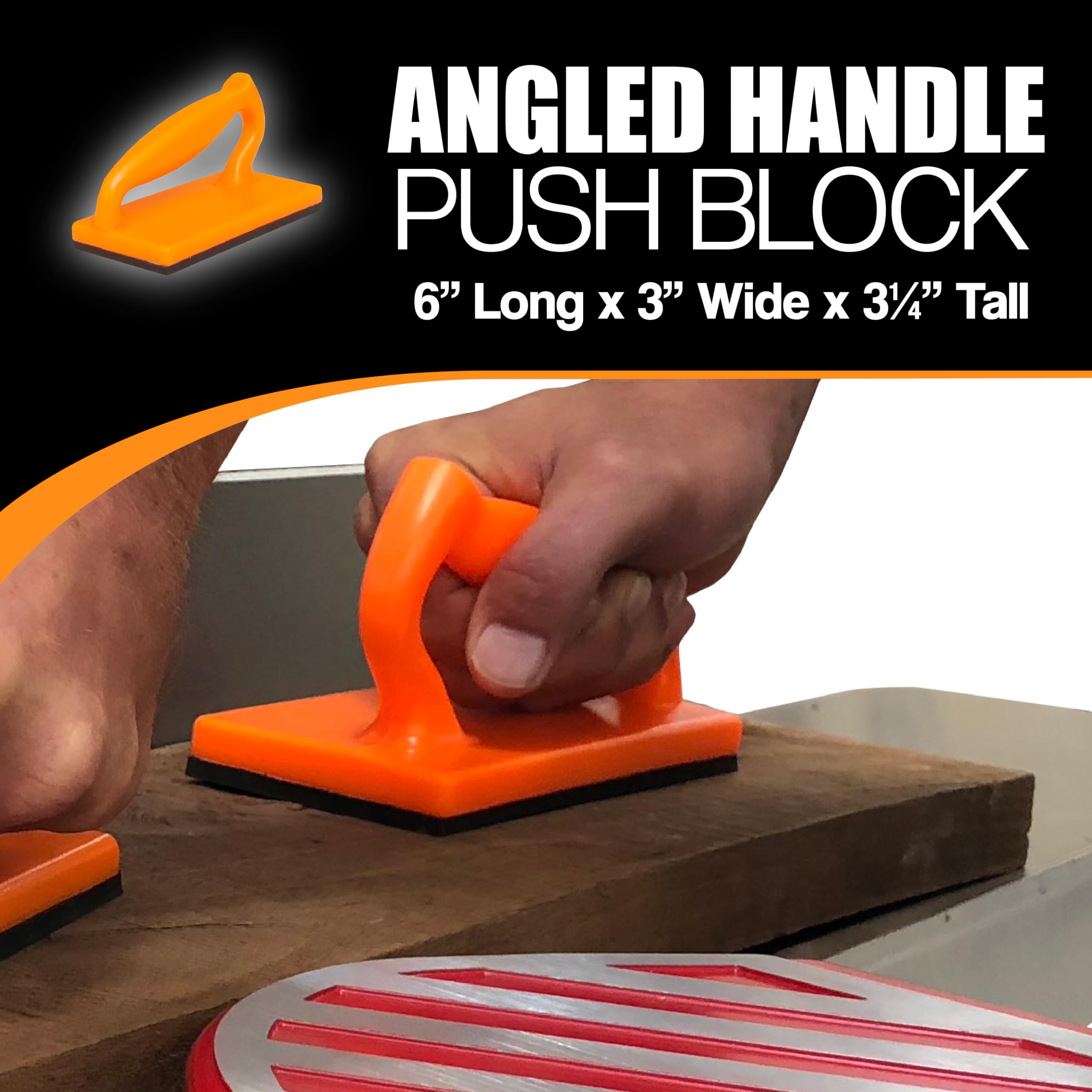 Peachtree small-offset push block maintains stock control on jointer or router