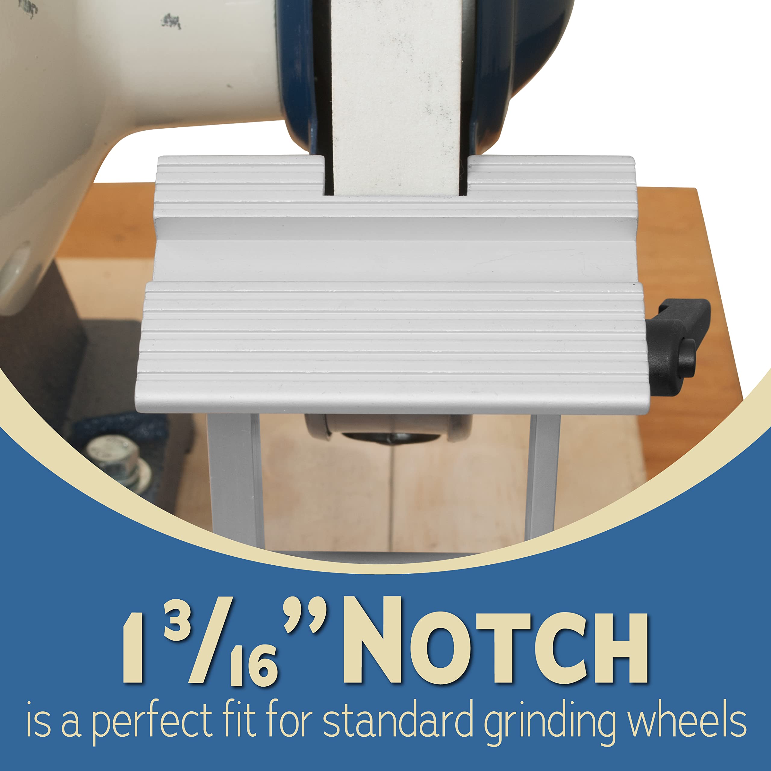 Peachtree Woodworking Supply tool rest jig bench mount secures sharpening on the bench