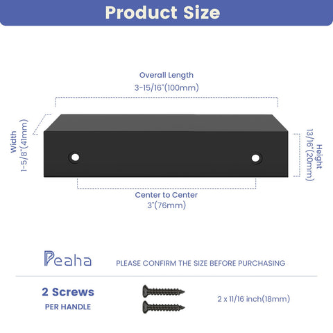 Peaha 3-inch edge finger pull close-up shows durable aluminum finish.