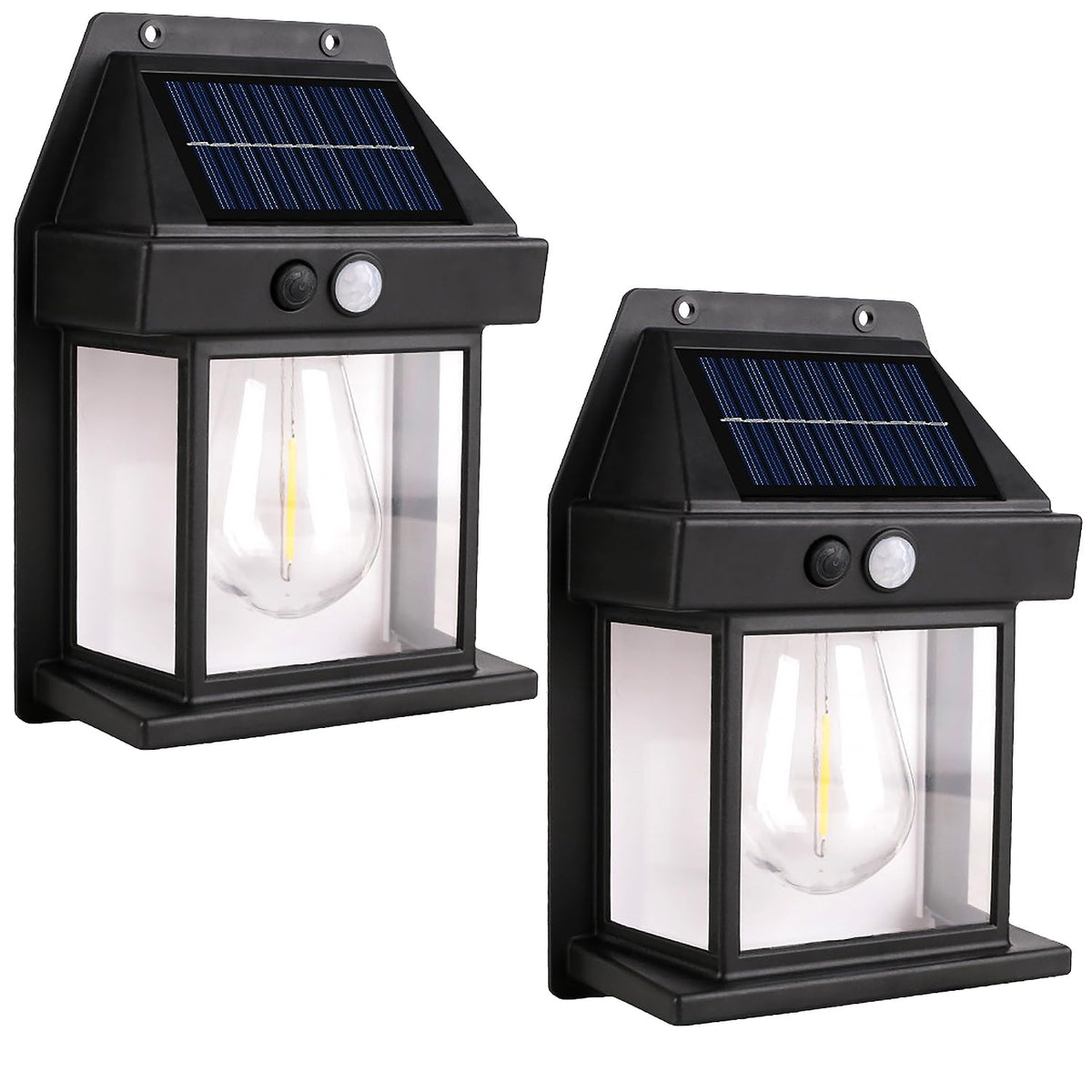 PeakPlus solar wall lights 2-pack mounted on exterior wall for porch security