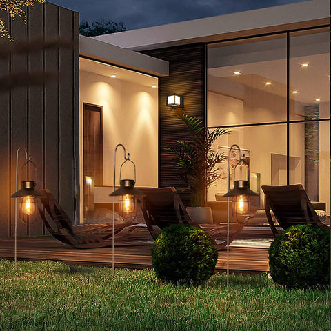 Pearlstar black two-pack lanterns offer versatile porch lighting.