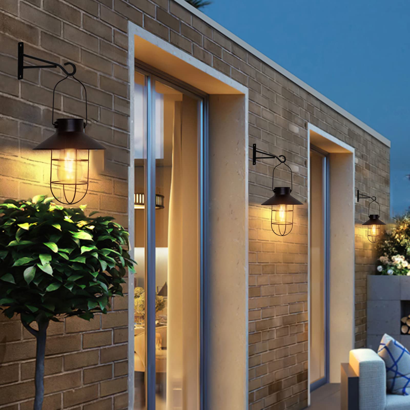 Pearlstar lantern on shepherd hook brightens fences and borders.