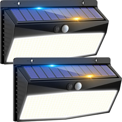 Peasur 2-pack solar lights with motion sensor brighten outdoor spaces.