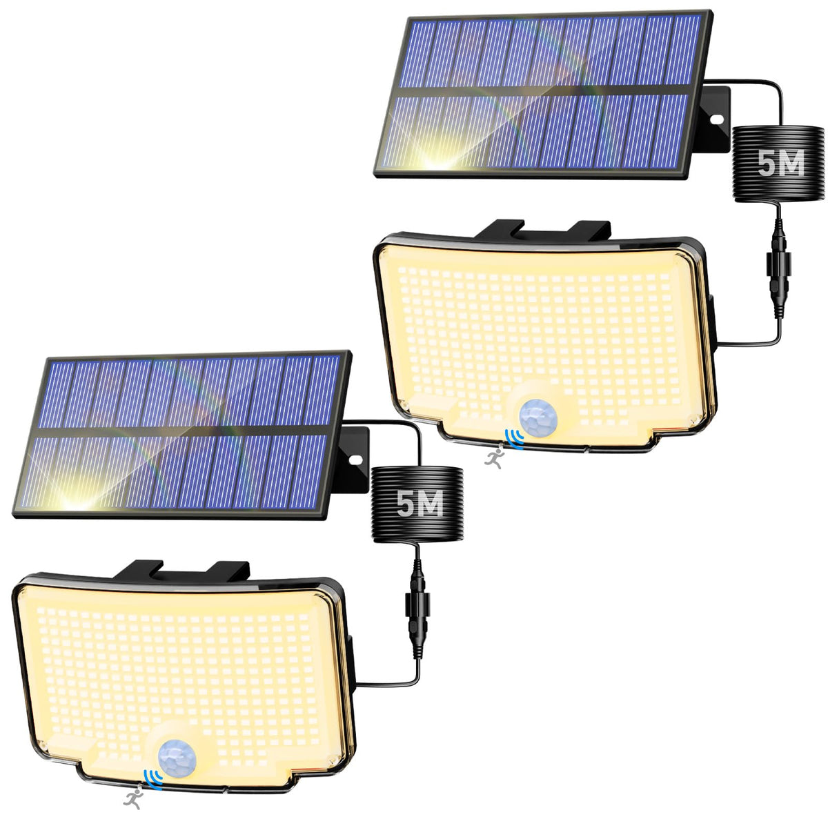 Peasur 2-pack solar motion lights brighten outdoor spaces with 318 LEDs.