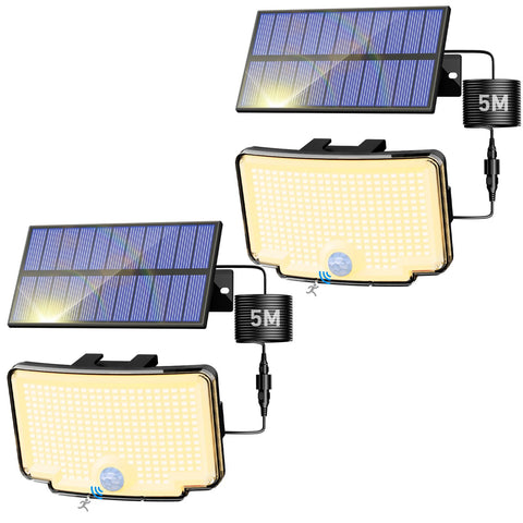 Peasur 2-pack solar motion lights brighten outdoor spaces with 318 LEDs.