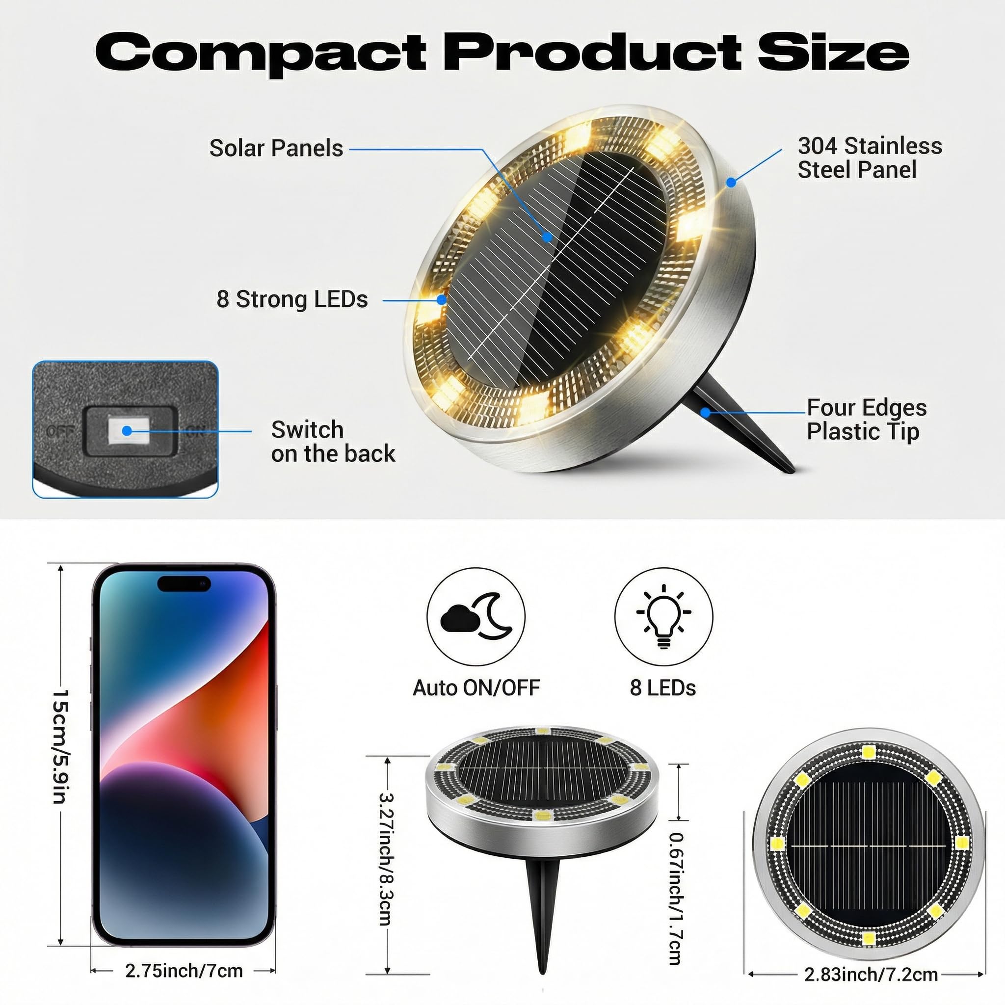 Peasur eight-LED disk light provides bright walkway ambiance