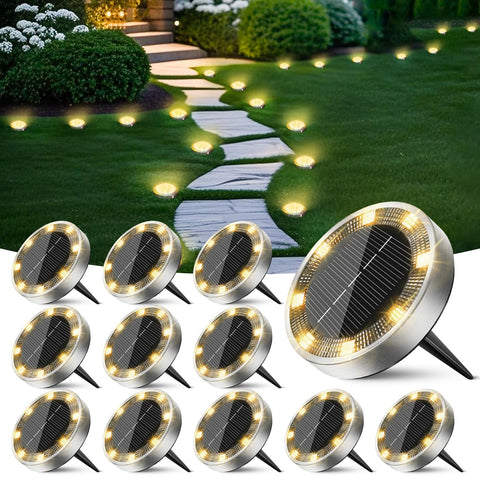 Peasur mini solar ground light pack on pathway for safe nighttime visibility