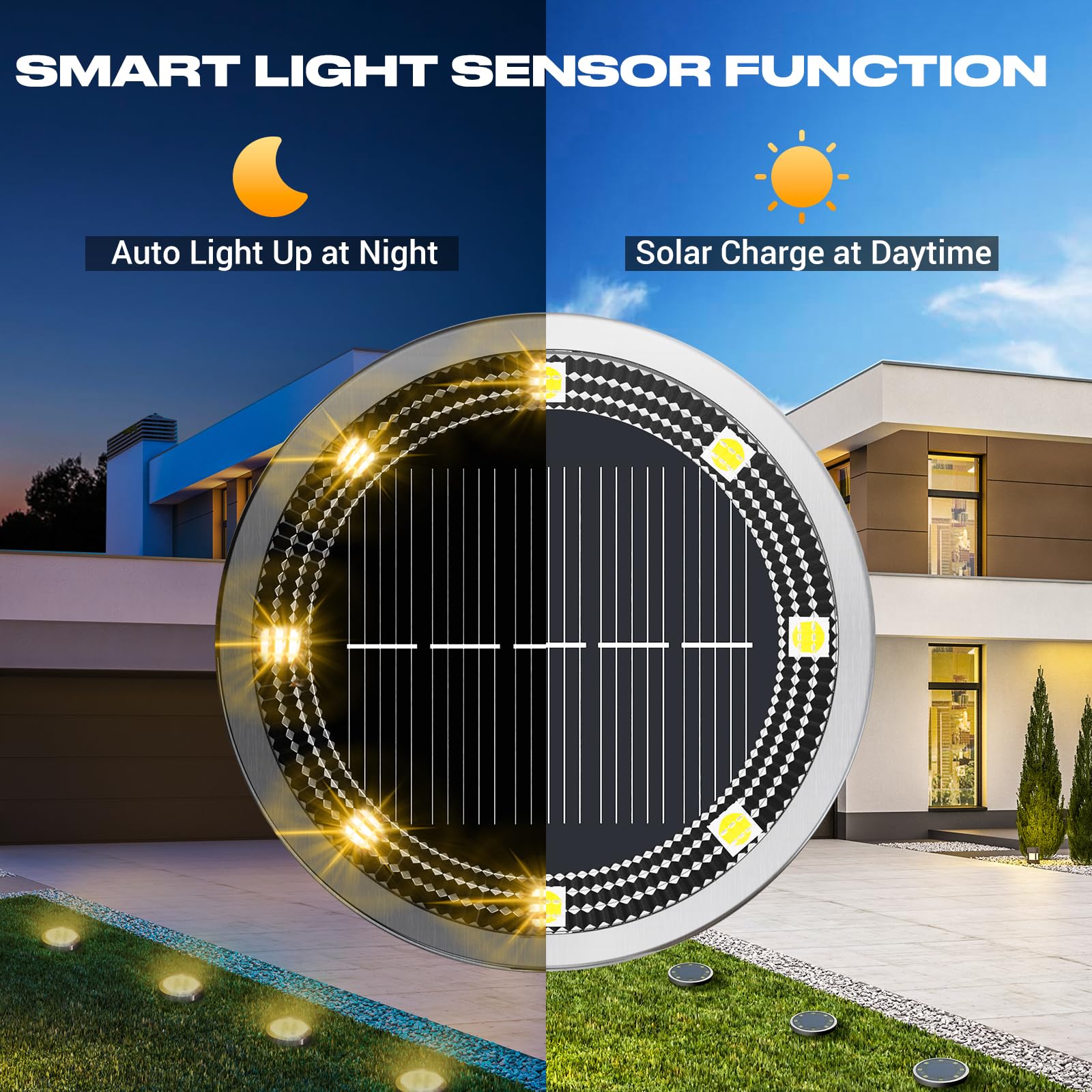 Peasur solar disc light for garden creating inviting evening ambiance