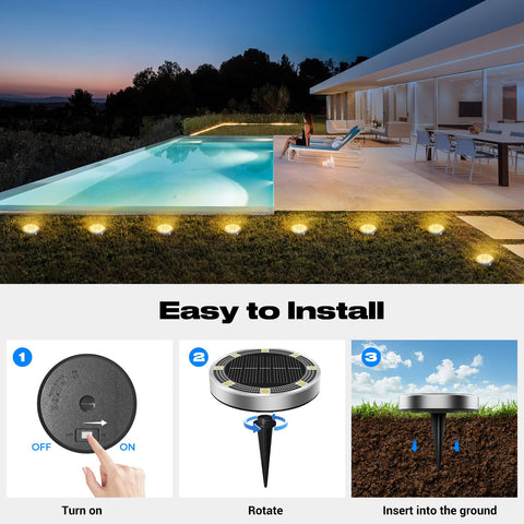 Peasur solar disc light in yard with weatherproof, rustproof design