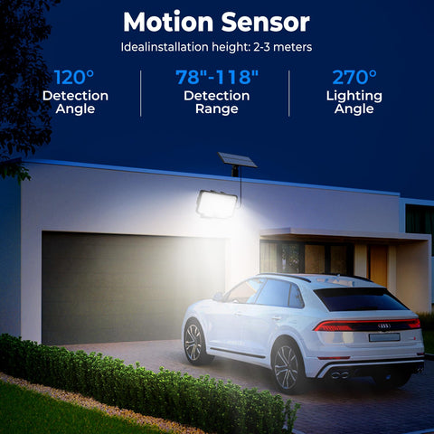 Peasur solar flood light with 3 modes and precise PIR sensor