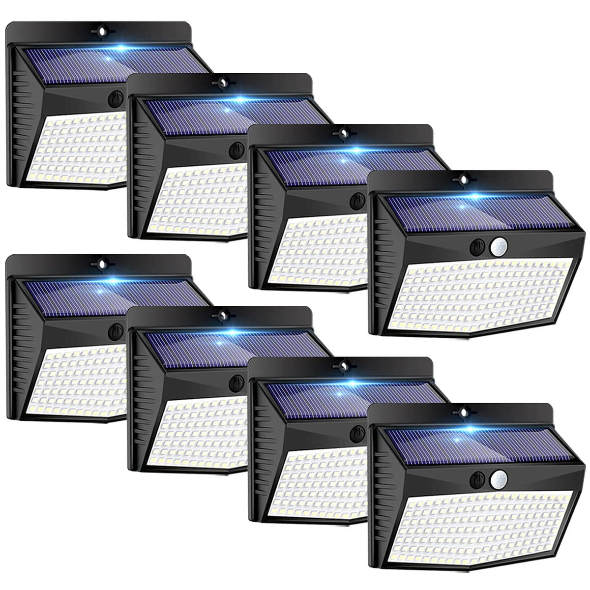 Peasur solar lights outdoor 138 LED illuminating pathways and yards at night.