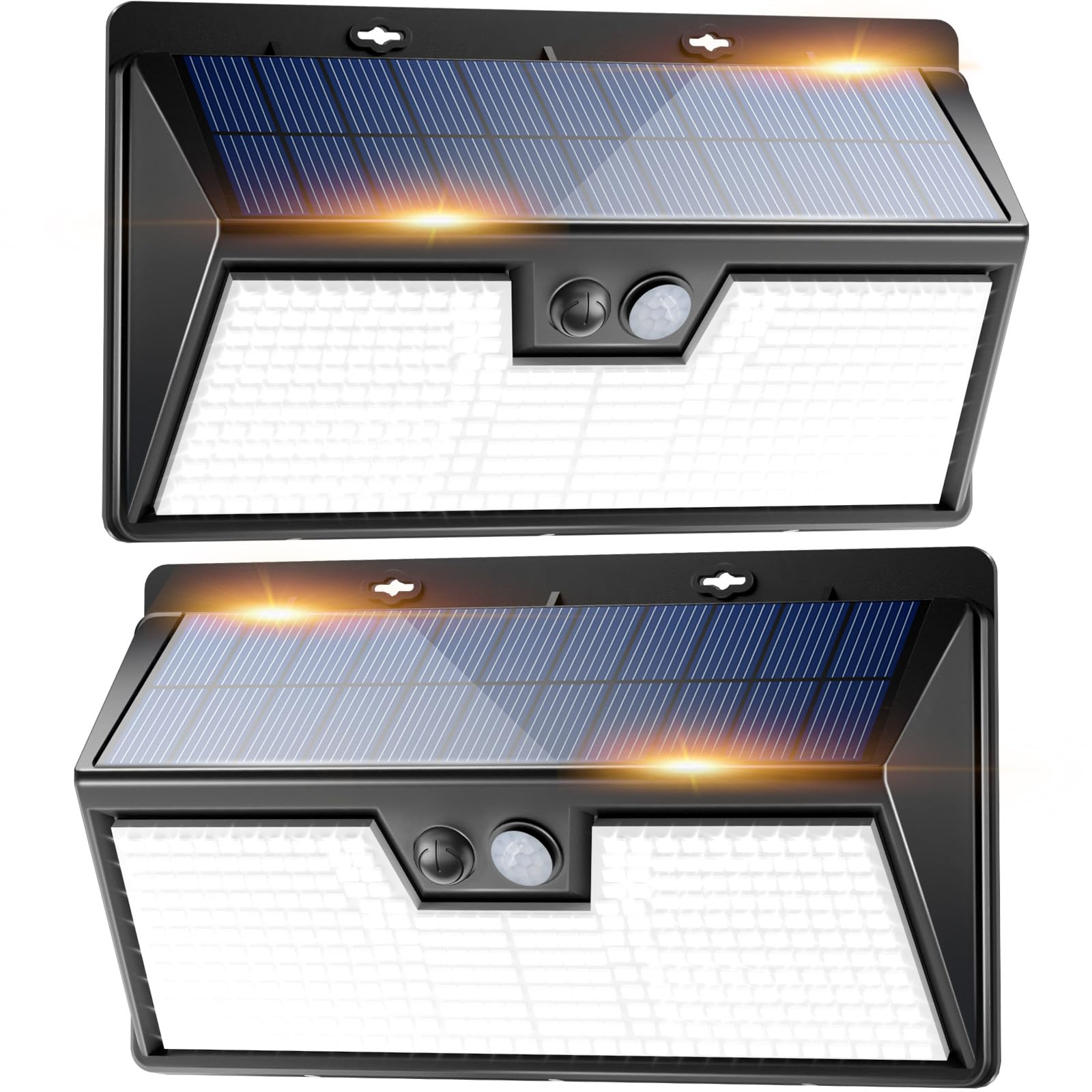 Peasur solar lights mounted on fence for secure outdoor lighting