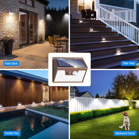 Peasur patio-deck placement emits ambient night glow.