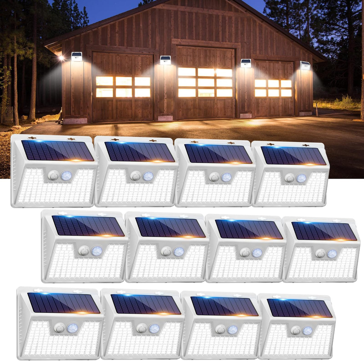 Peasur outdoor solar lights with 140 LEDs for broad nighttime illumination